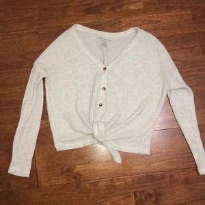 American Eagle cropped waffle sweater